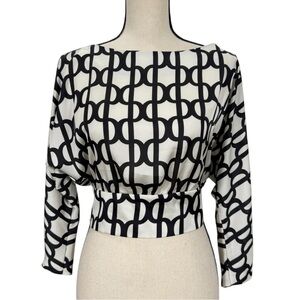 Rinascimento Black and White Geometric Blouse size Medium